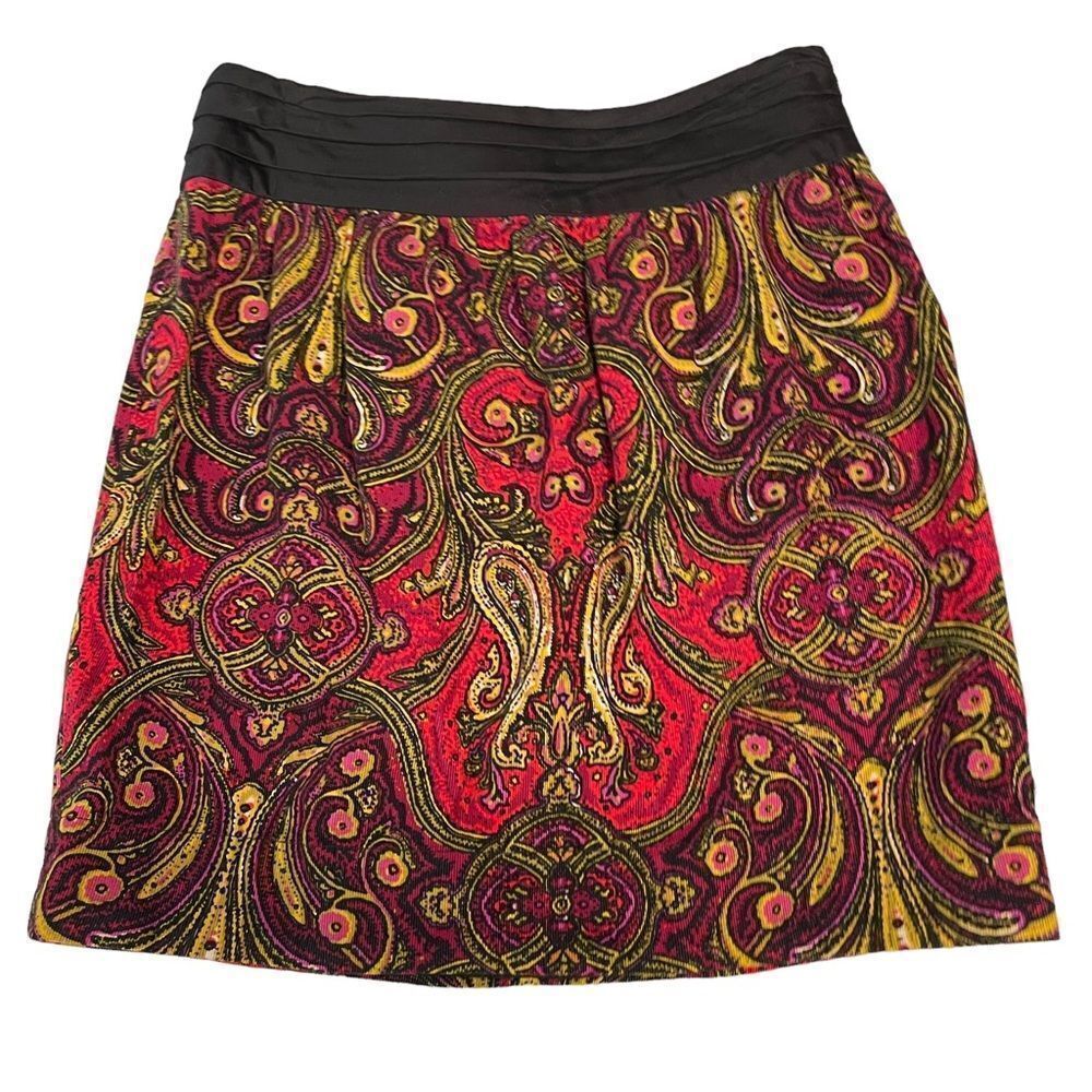 ANTHROPOLOGIE Sidra Paisley Red Corduroy Mini Skirt Womens‎ size 2 NEW!